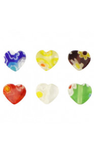 Millefiori beads heart flower 6x5mm - Multicolour